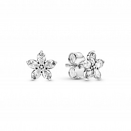 Snowflake sterling silver stud earrings withclear cubic zirconia /299239C01