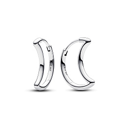 Crescent moon shaped sterling silver hoop earrings