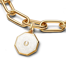 Horseshoe octagon 14k gold-plated medallion with s