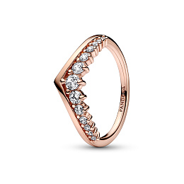 Wishbone 14k rose gold-plated ring with clear cubi
