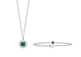L'atelier Précieux Rhodium plated Necklace and Bracelet Set