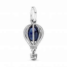 Air balloon silver dangle with encased moonlightblue crystal/Серебряная подвеска-шарм с синим криста