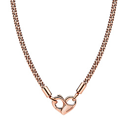 Studded chain 14k rose gold-plated necklace with h