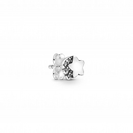 Shooting star sterling silver stud earring withcle