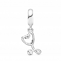 Stethoscope sterling silver dangle with clearcubic