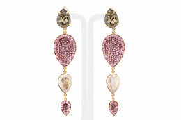 Earrings Gold Plated - Pink/Greige/Gold