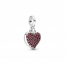 Heart sterling silver dangle with red cubiczirconi
