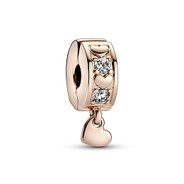 Heart 14k rose gold-plated clip with clear cubic z