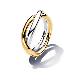 Sterling silver and 14k gold-plated entwined rings