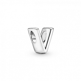 Letter V silver charm