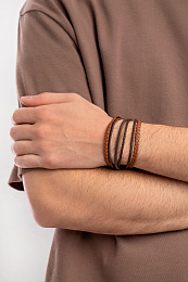 BR-TWLEB-M-SSLE-190.00 MULTI-LAYER LEATHER BRACELET FAMILY -SS/BROWN LEATHER