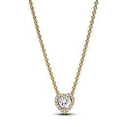Heart 14k gold-plated collier with clear cubic zirconia