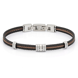 Bracelet with black and brown PVD steel cable cent
