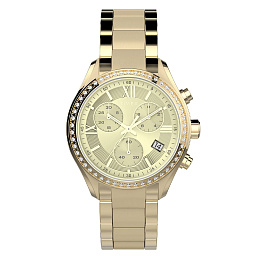 Womens Gold-tone Chrono with Crystal