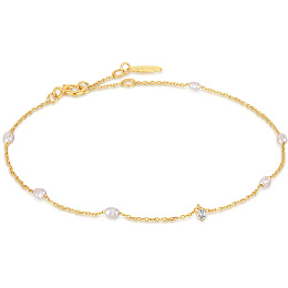 14KT Gold Pearl and White Sapphire Bracelet