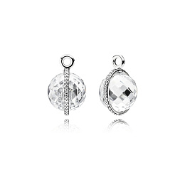 Faceted silver pendant earrings  with cubic zircon