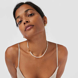 SILVER GOLD PLATED CHOKER CUL PEARL 42CM