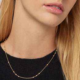 18KT GOLD CHOKER 20 BALLS CHAIN 45CM