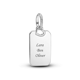 Engravable rectangle sterling silver pendant