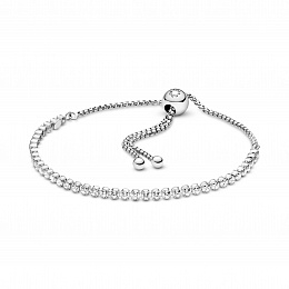Rhodium plated sterling silver bracelet withclear 