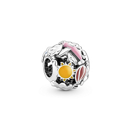 Air ballon, air plane and rainbow sterling silver charm with pink, yellow, red, blue, orange and pur