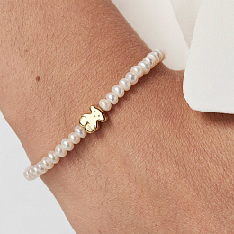 CULTURED PEARLS BRACELET 18KT GOLD MOTIF