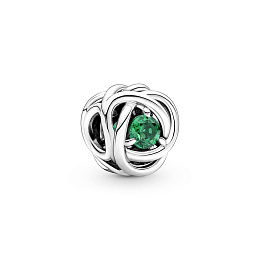 Sterling silver charm with royal green crystal/Серебряный шарм с зеленым кристаллом