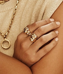 Zag Bijoux 24K Gold Plated Stainless Steel Surgical Ring/ SRT24204-01UNI-56