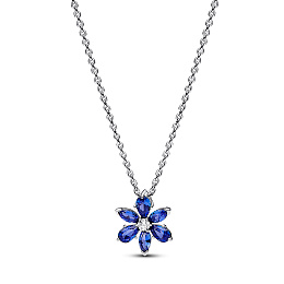 Herbarium cluster sterling silver collier with princess blue crystal and clear cubic zirconia
