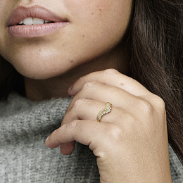 Tiara wishbone 14k gold-plated ring with clear cubic zirconia/Кольцо с чистым кубическим цирконием