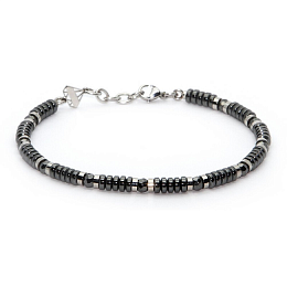 Stainless steel bracelet with natural Hematite sto