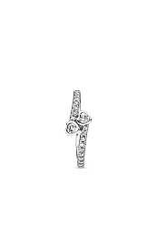 Hearts silver ring with clear cubic zirconia