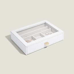 Pebble White Classic Ring/Bracelet Drawer with Gla