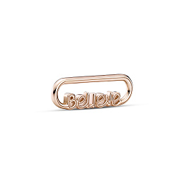 Believe script 14k rose gold-plated word link /789667C00