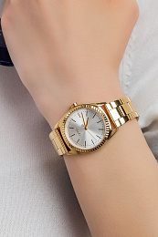 ESPRIT Women Watch, Gold Color Case, Silver Dial, 