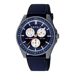 ESPRIT Women Watch, Dark Grey Color Case, Dark Blue Dial, Dark Blue Silicone Strap, Multi-Function, 