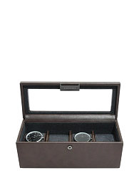 STACKERS MENS 4 PIECE WATCH BOX - BROWN