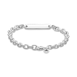 Sterling silver link bracelet with engravable bar