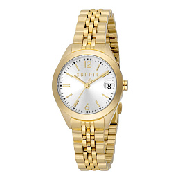 ESPRIT Women Watch, Gold Color Case, Silver Dial, Gold Color Metal Bracelet, 3 Hands Date, 5 ATM