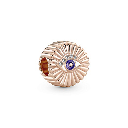 Eye 14k rose gold-plated charm with clear cubic zirconia,shaded blue and white enamel/Шарм с чистым 