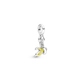 Banana sterling silver mini dangle with clearcubic zirconia andyellow enamel /799673C01