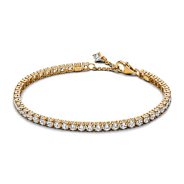 14k Gold-plated tennis bracelet with clear cubic zirconia