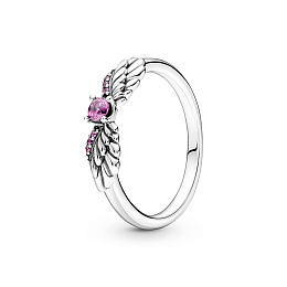 Angel wing sterling silver ring with phlox pink crystal/Серебряное кольцо с розовым кристаллом