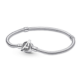Snake chain sterling silver bracelet with Marvel The Avengers logo clasp
