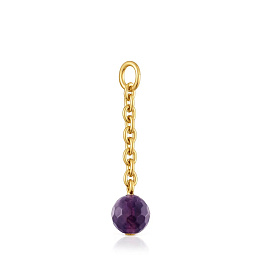 SILVER GOLD PLATED PENDANT AMETHYST 34MM