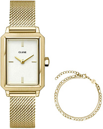 Gift Box Fluette Mesh White Watch and Double Chain