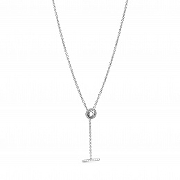 Pandora logo sterling silver T-bar necklacewith clear cubic zirconia /399050C01-80