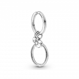 Sterling silver key ring with small Pandora Opendant /399566C00