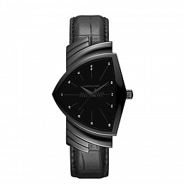 Ventura L - Full black PVD - Black dial - Black leather strap /H24401731