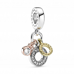 Crown O sterling silver, Pandora Rose andPandora Shine danglewith clear cubic zirconia /799044C01